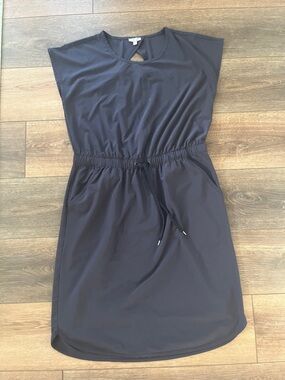 T by Talbots Navy Blue Drawstring Waist Casual Dress Size S